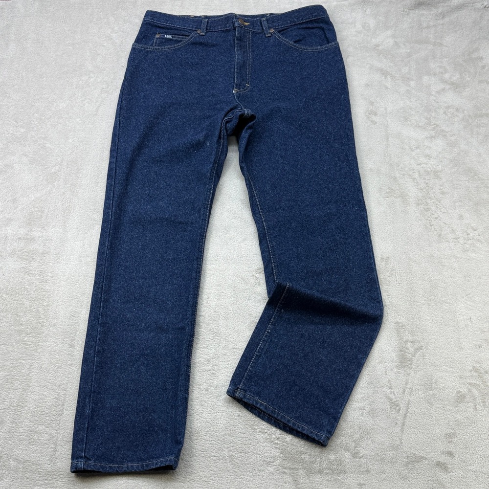 Vintage Lee Regular Fit Jeans Mens 36x32 Blue Straight Leg Denim Made in USA